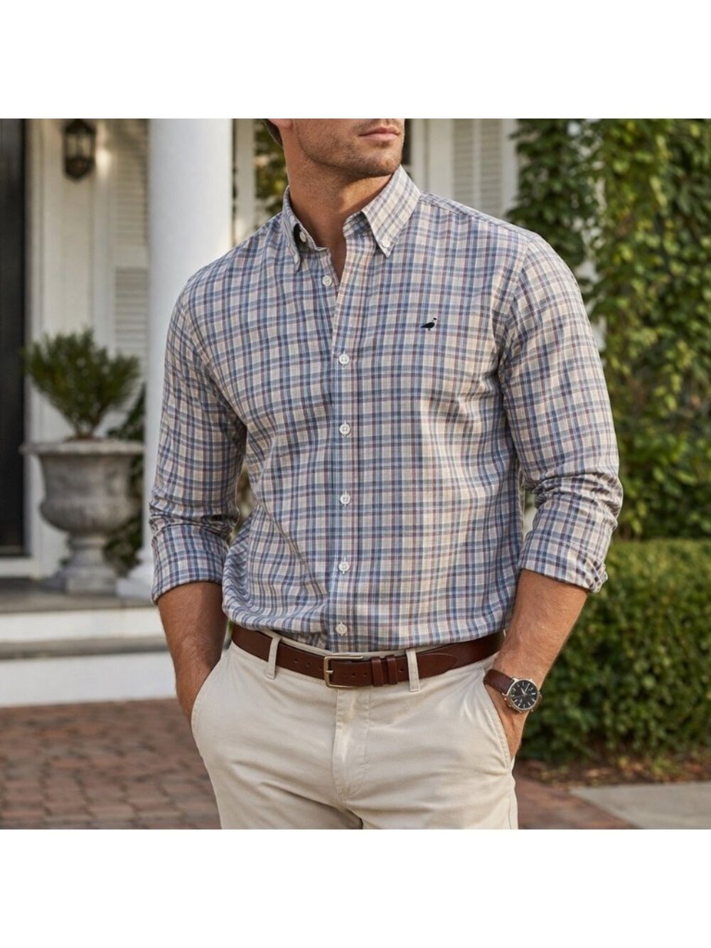Properly‎ Tied Button Down Shirt Classic Fit Long Sleeve Plaid Mens Sz Medium